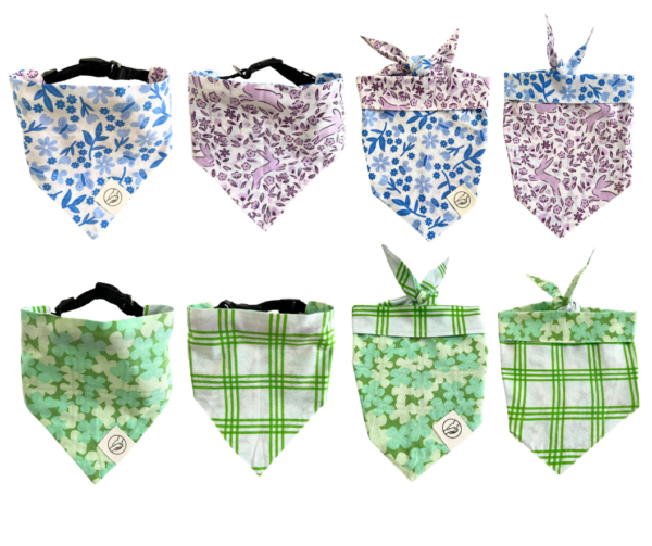 Pet Bandanas - St. Patrick's Day And Spring/Easter - 100% Cotton - Slide On The Collar Or Tie On - Washable